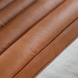 Datsun 2 Seater Sofa Vintage Brown Leather - thumbnail 4