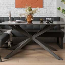 Saturn 150cm Dining Table Dark Grey & Rubix Corner Bench in Grey - thumbnail 3