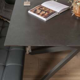 Saturn 150cm Dining Table Dark Grey & Rubix Corner Bench in Grey - thumbnail 4