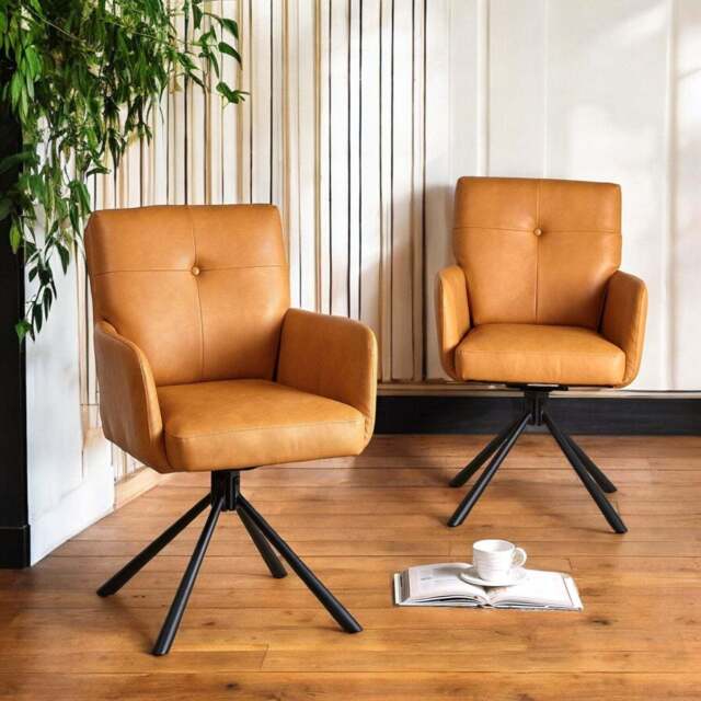 Parma Dining Chair Pocket Sprung - Tan Faux Leather (Set of 2) - image 1