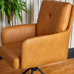 Parma Dining Chair Pocket Sprung - Tan Faux Leather (Set of 2) - thumbnail 3