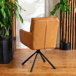 Parma Dining Chair Pocket Sprung - Tan Faux Leather (Set of 2) - thumbnail 2