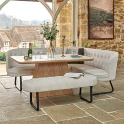 Sutton 160cm Dining Table - Ash with Frampton Corner Bench LHF & Flat Bench in White - thumbnail 1