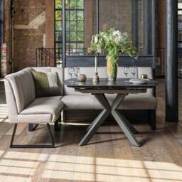 Saturn 130-190cm Motion Table Dark Grey & Sonoma Corner Bench in Putty - thumbnail 4
