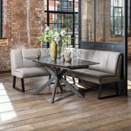 Saturn 130-190cm Motion Table Dark Grey & Sonoma Corner Bench in Putty - thumbnail 3