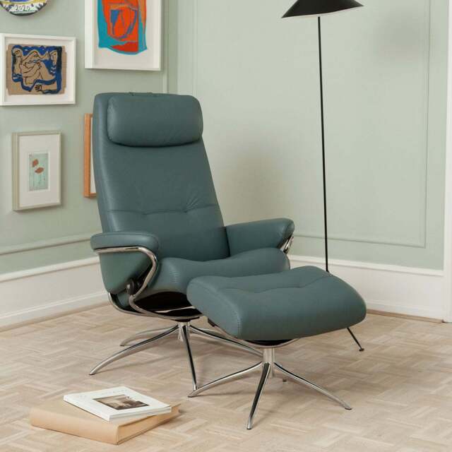 Stressless Berlin High Back Recliner with Star Base - Stressless Fabrics - image 1