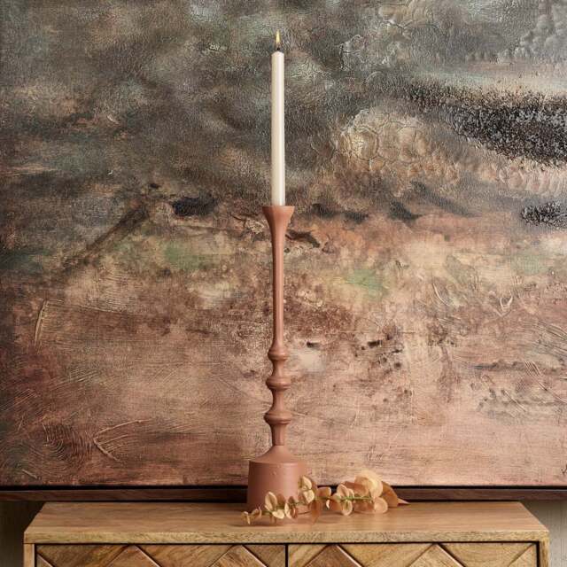 Metal Taper Trio Candle Stick in Matt Peach - Small - image 1