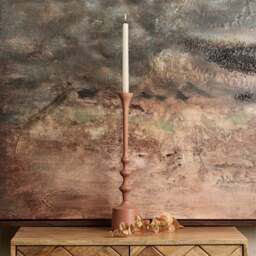 Metal Taper Trio Candle Stick in Matt Peach - Small - thumbnail 1