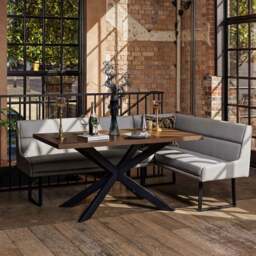 Jupiter Dining Set - Dark Oak - With LHF Corner Bench in Light Grey - thumbnail 2