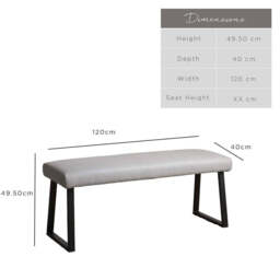 Paulo Dining Bench - Grey - thumbnail 6