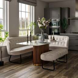 West Bay Dining Table 180cm with Frampton Corner Bench LHF and Low Bench in White - thumbnail 1