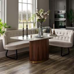 West Bay Dining Table 180cm with Frampton Corner Bench LHF and Low Bench in White - thumbnail 2