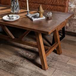 Brisbane 200cm Dining Table & Industrial Corner Bench with Low Bench in Tan - thumbnail 6