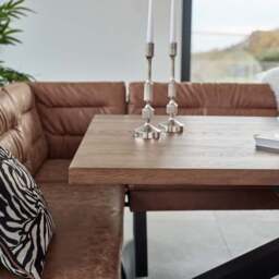 Soho Dining Table 200cm with Industrial Corner Bench - Tan - thumbnail 3