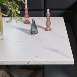 Jupiter Dining Set - Marble Effect - With RHF Corner Bench & Low Bench in Black - thumbnail 5