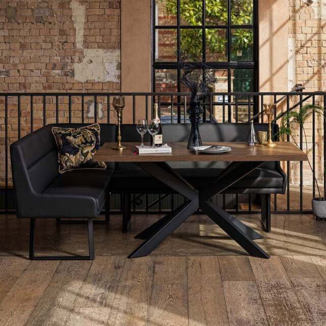 Jupiter Dining Set - Dark Oak - With RHF Corner Bench in Black - image 1