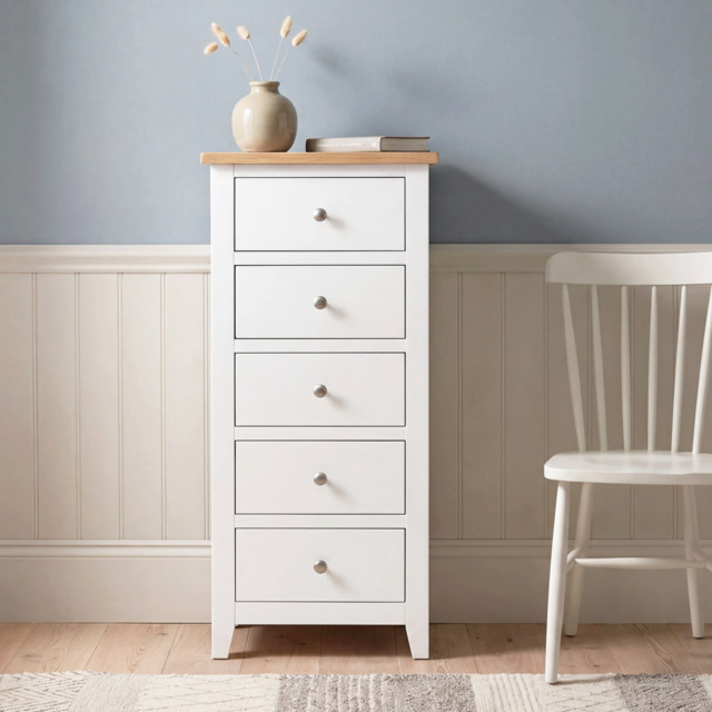 Tetbury Tallboy in Painted / Oak - image 1