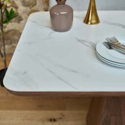 Sutton 160cm Dining Table - Walnut with Hampton Corner Bench in Grey LHF - thumbnail 4