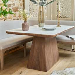 Sutton 160cm Dining Table - Walnut with Hampton Corner Bench in Grey LHF - thumbnail 5