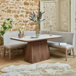 Sutton 160cm Dining Table - Walnut with Hampton Corner Bench in Grey LHF - thumbnail 1