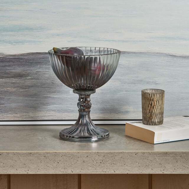 Glass U-Style Fruit Bowl with Base in Luster Grey - image 1