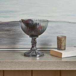 Glass U-Style Fruit Bowl with Base in Luster Grey