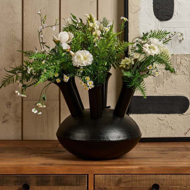 Aluminium Dome Vase in Matt Black Finish - Medium - image 1