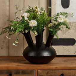 Aluminium Dome Vase in Matt Black Finish - Medium - thumbnail 1