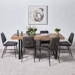 Adelaide 180cm Dining Table & 6 Digby Dining Chairs - Grey - thumbnail 1