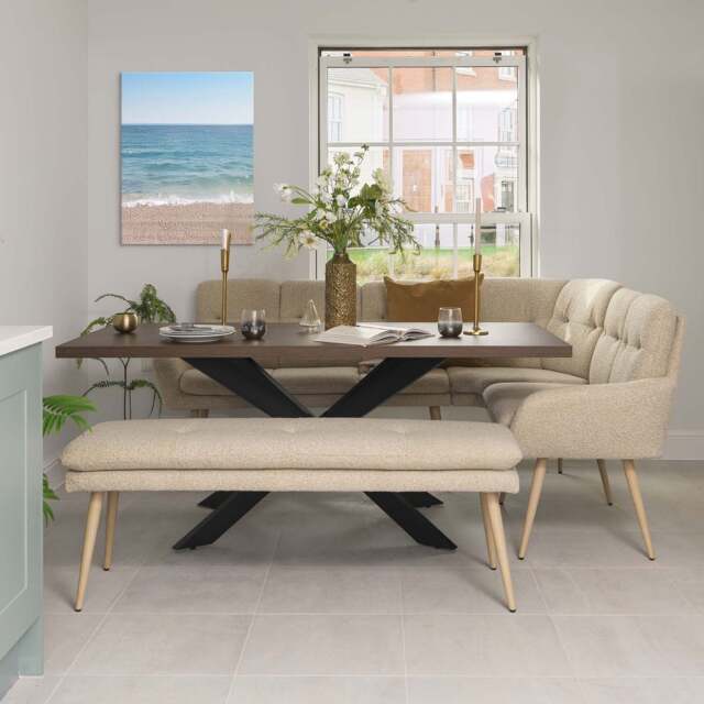 Jupiter 180cm Dining Table - Dark Oak - With Sloane Corner & Low Bench - image 1