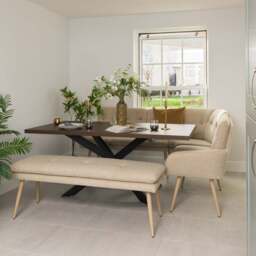 Jupiter 180cm Dining Table - Dark Oak - With Sloane Corner & Low Bench - thumbnail 2