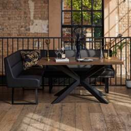 Jupiter Dining Set - Dark Oak - With RHF Corner Bench & Low Bench in Black - thumbnail 3