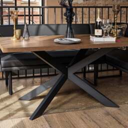 Jupiter Dining Set - Dark Oak - With RHF Corner Bench & Low Bench in Black - thumbnail 5