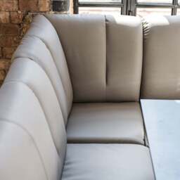 Saturn 150cm Dining Table Dark Grey & Sonoma Corner Bench in Putty - thumbnail 4