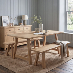 Tetbury Trestle Dining Table in Natural Oak - thumbnail 1