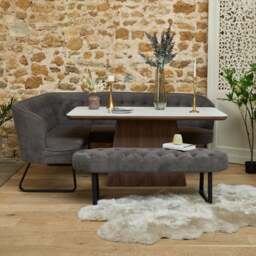 Sutton 160cm Dining Table - Walnut with Frampton Corner Bench RHF & Flat Bench in Anthracite - thumbnail 2