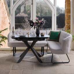 Saturn Dark Grey Motion Table with LHF Frampton Corner Bench - White - thumbnail 1
