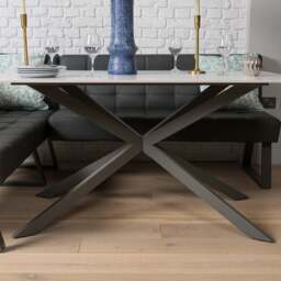 Saturn 150cm Dining Table White & Rubix Corner Bench in Grey - thumbnail 4