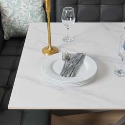 Saturn 150cm Dining Table White & Rubix Corner Bench in Grey - thumbnail 5