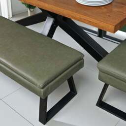 Soho 200cm Dining Table with Industrial Corner Bench & Bench Seat in Olive - thumbnail 5