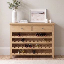 Tetbury Wine Console Table With Shelf in Natural Oak - thumbnail 1