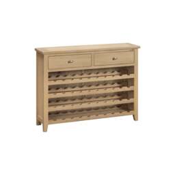 Tetbury Wine Console Table With Shelf in Natural Oak - thumbnail 3