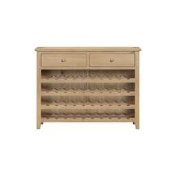 Tetbury Wine Console Table With Shelf in Natural Oak - thumbnail 2