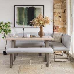 Neptune 150cm Dining Table with LHF Corner Bench & 137cm Low Bench - Misty - thumbnail 6