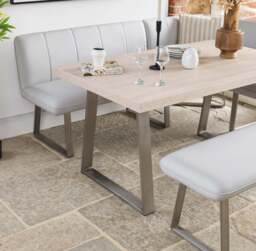 Neptune 150cm Dining Table with LHF Corner Bench & 137cm Low Bench - Misty - thumbnail 4