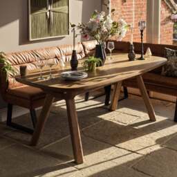 Ashmore 200cm Dining Table with Industrial Corner Bench - Tan - thumbnail 2