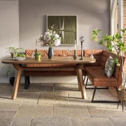 Ashmore 200cm Dining Table with Industrial Corner Bench - Tan - thumbnail 6
