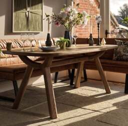 Ashmore 200cm Dining Table with Industrial Corner Bench - Tan - thumbnail 3