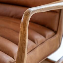 Datsun Armchair Vintage Brown Leather - thumbnail 3