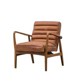 Datsun Armchair Vintage Brown Leather - thumbnail 6